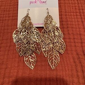 Park Lane Shimmering Gold Leaf Earrings